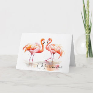 Carte Flamants roses d'aquarelle