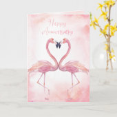 Carte Flamants roses de baiser | Anniversaire (Fleur jaune)