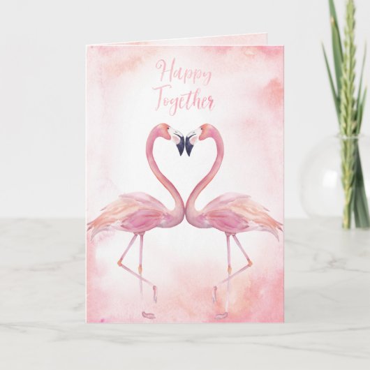 Carte Flamants roses de baiser | Bonne Saint Valentin (Devant)