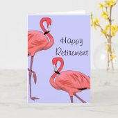 Carte Flamants roses de retraite heureux style Vintage (Fleur jaune)