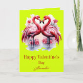 Carte Flamants roses Neon Color Saint Valentin (Devant)