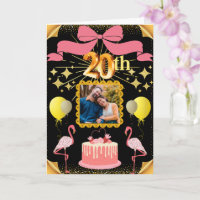 Flamants roses Noir & Or 20e anniversaire de fille