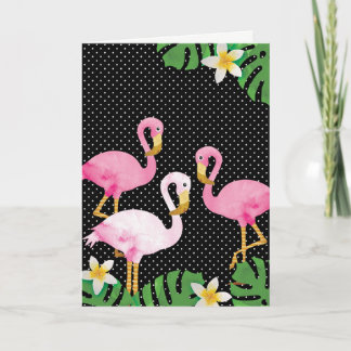 Carte Flamants roses rose tropicale sur Pois