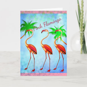Carte Flamants roses roses funky heureux anniversaire