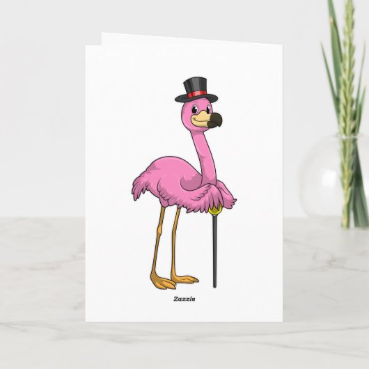 Carte Flamingo as Pensioner with Walking stick (Dos)