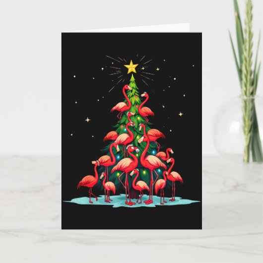 Carte Flamingo Christmas Tree Funny Nkie Holiday Flaming (Devant)