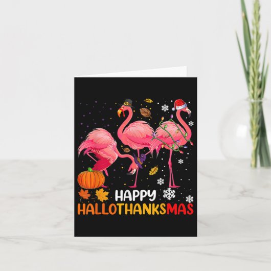 Carte Flamingo de Hallothanksmas heureux (Devant)