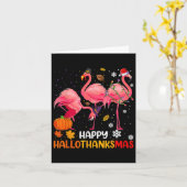 Carte Flamingo de Hallothanksmas heureux (Fleur jaune)
