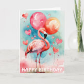 Carte Flamingo Tropical Joyeux Anniversaire (Devant)