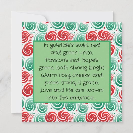 Carte Flamme de Noël rouge, vert et blanc (Devant)