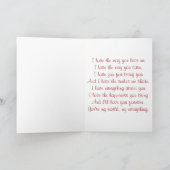 Carte flamme en forme de coeur rouge bougie avec couplet (Intérieur)