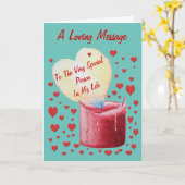 Carte flamme en forme de coeur rouge bougie avec couplet (Fleur jaune)