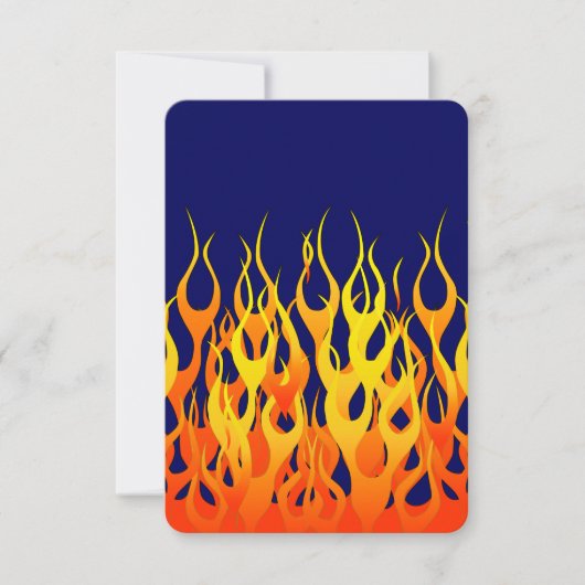 Carte Flammes de course classique en feu sur Navy Blue (Devant)