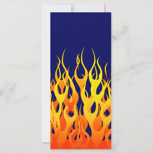 Carte Flammes de course classique en feu sur Navy Blue (Devant)