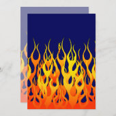 Carte Flammes de course éclatantes sur Navy Blue (Devant / Derrière)