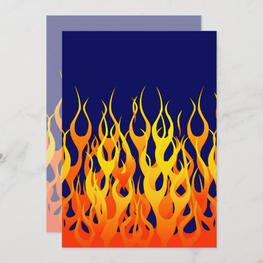 Carte Flammes de course éclatantes sur Navy Blue (Devant / Derrière)