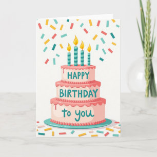 Carte Flammes de Gâteau d'Anniversaire Sucré