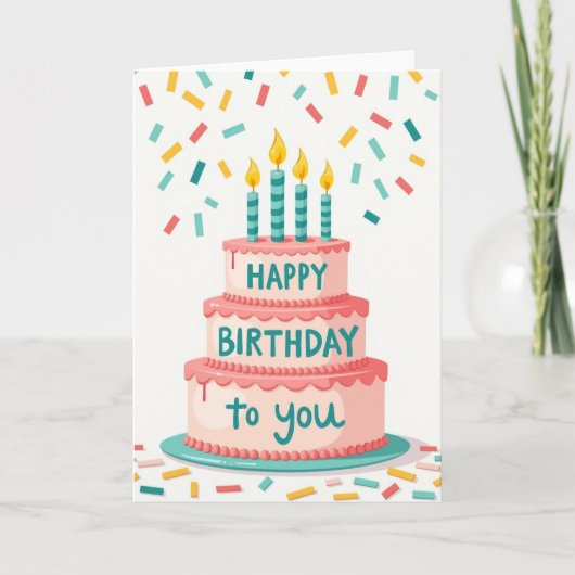 Carte Flammes de Gâteau d'Anniversaire Sucré (Devant)