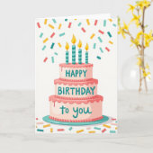 Carte Flammes de Gâteau d'Anniversaire Sucré (Fleur jaune)