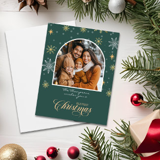 Carte Flammes de neige d'hiver modernes Photo Green Chri