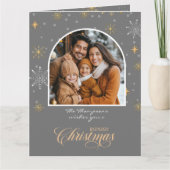 Carte Flammes de neige d'hiver modernes Photo Noël gris (Devant)