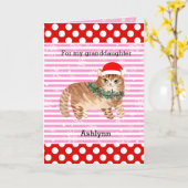 Carte Flammes de neige rose rouge Kitty Chat Noël (Fleur jaune)