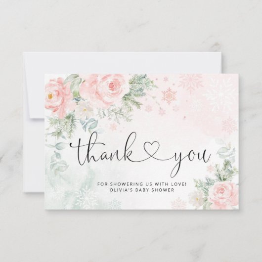 Carte Flammes de neige rose vif merci (Devant)