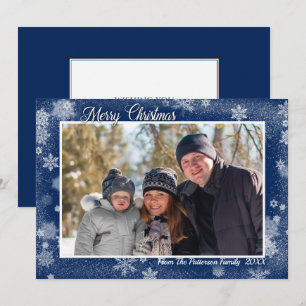 Carte Flammes de neige sur Blue Merry Christmas Photo