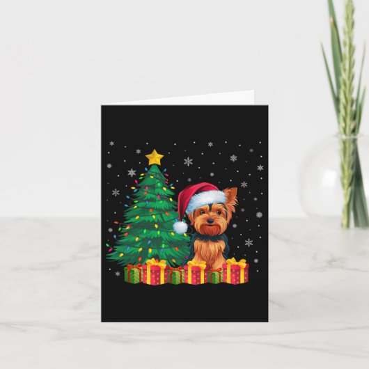 Carte Flammes de Noël de Terrier Santa Hat (Devant)
