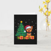 Carte Flammes de Noël de Terrier Santa Hat (Fleur jaune)