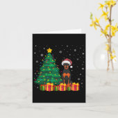 Carte Flammes de Noël Doberman Pinscher Santa Hat (Fleur jaune)
