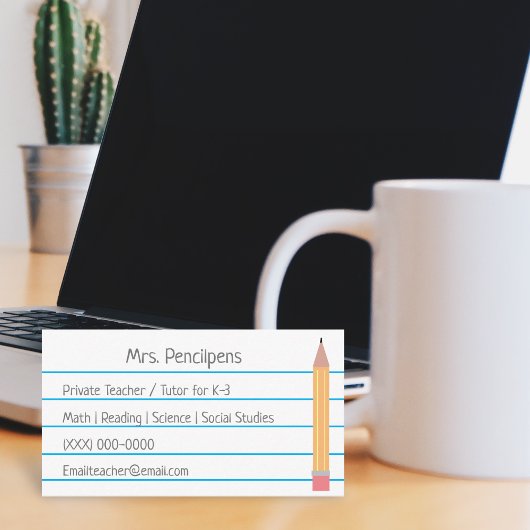 Carte flashcard personnalisée du tuteur privé