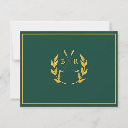 Carte FLAT CARD Golf Monogram Wedding Save the Date (Dos)