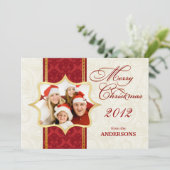 Carte Flat de Noël Red Damask (Debout devant)