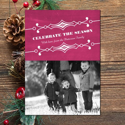 Carte Flat Fuchsia Slanted Chalkboard Holiday