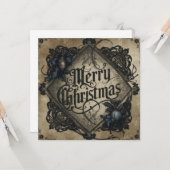Carte flat gothic style christmas card (Devant/Arrière en situation)