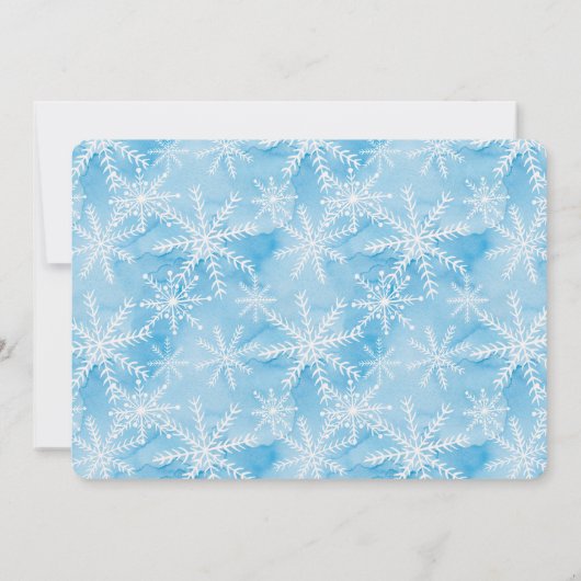 Carte Flat Modèle photo de Noël Blue Snowflake (Dos)