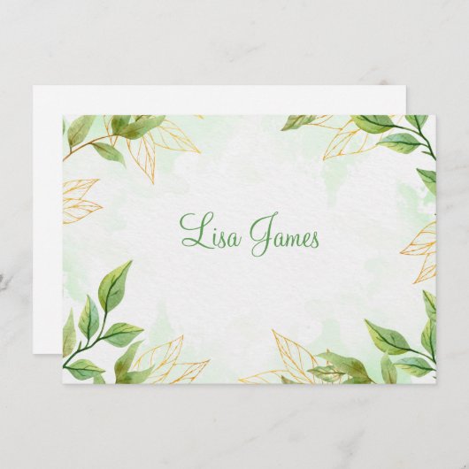 Carte Flat Note du nom personnalisé (Devant / Derrière)