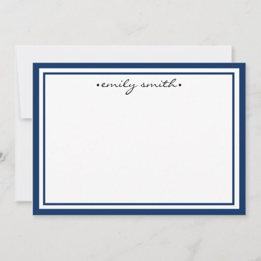 Carte Flat personnalisée Navy & White Stationery (Devant)