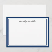 Carte Flat personnalisée Navy & White Stationery (Devant / Derrière)