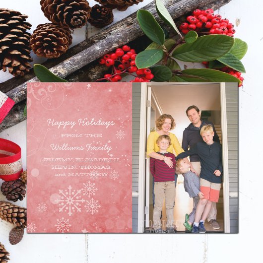 Carte Flat photo de vacances Red Snowflake