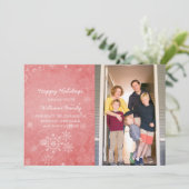 Carte Flat photo de vacances Red Snowflake (Debout devant)