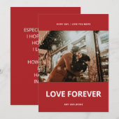 Carte Flat Red & White personnalisable photo et te (Devant / Derrière)