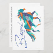 Carte Flat Turquoise Bienheureux Cheval par Sherry (Devant / Derrière)