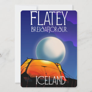 Carte Flatey, Breiðafjörður, Islande, affiche de voyage