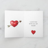 Carte Flèche d'amour à cœur rouge  (Intérieur)