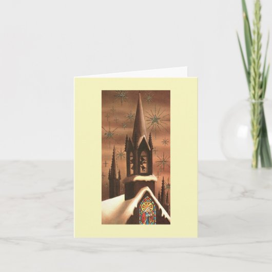 Carte Flèche d'église de Noël vintage (Devant)