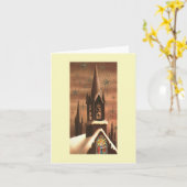 Carte Flèche d'église de Noël vintage (Fleur jaune)