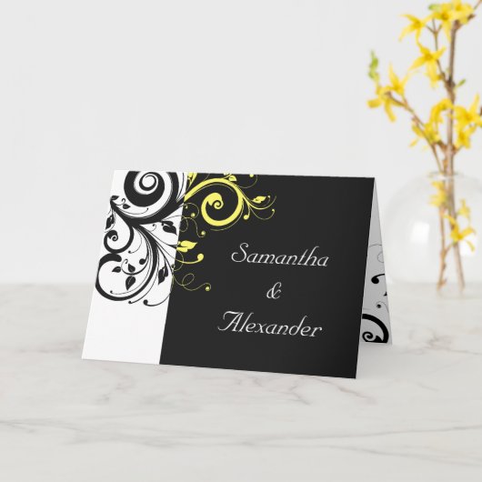 Carte Flèche inverse noire et jaune (Fleur jaune)