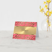 Carte Flèches bat mitzvah en fibre rose et or (Fleur jaune)